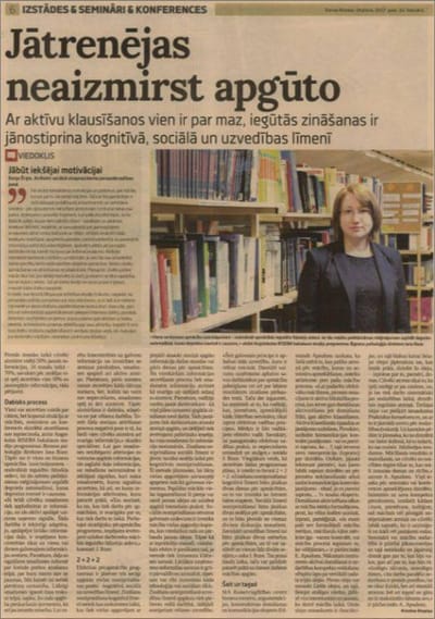 Jātrenējas neaizmirst apgūto "Dienas Bizness"