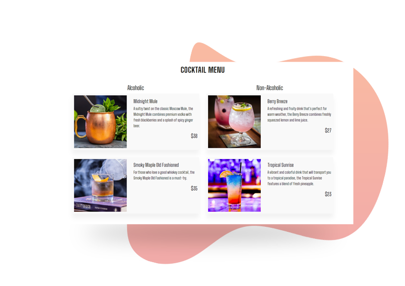 Az étlapok és árak egyszerű kezelése a SITE123 webhelyen