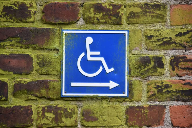 Retirement and Handicapped, Wheelchair and Sign
