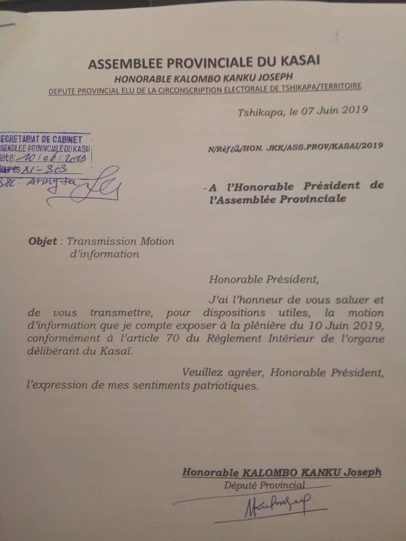 Territoire de Tshikapa :  A.T. Kuzo Kansenya Jean Paul accusé d'abus de pouvoir et d'usurpation !