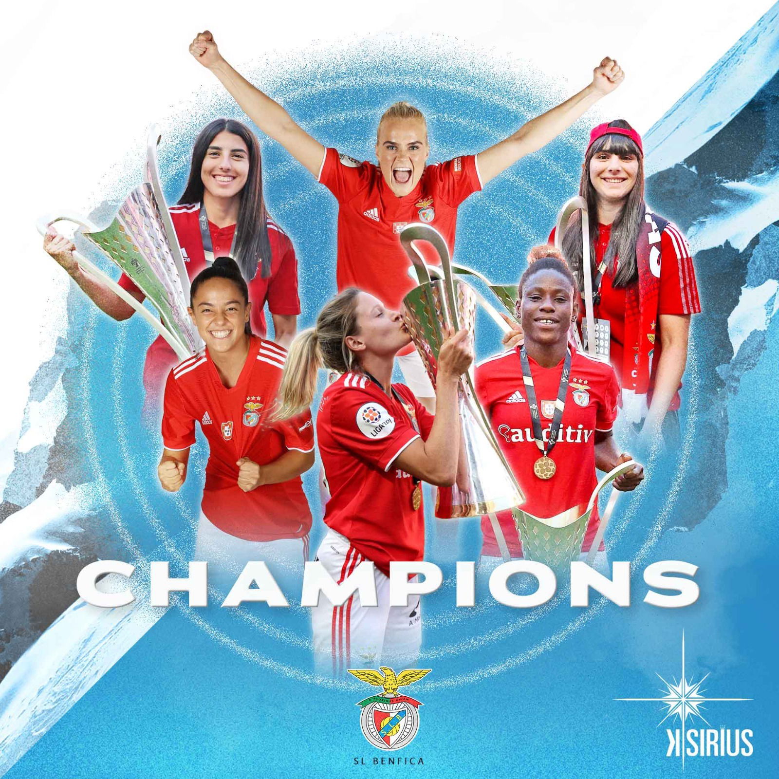 Champions: Cloé Lacasse, Beatriz Cameirão, Christy Ucheibe, Heiðdís Lillýardóttir, Adriana Rocha e Daniela Santos (SL Benfica)