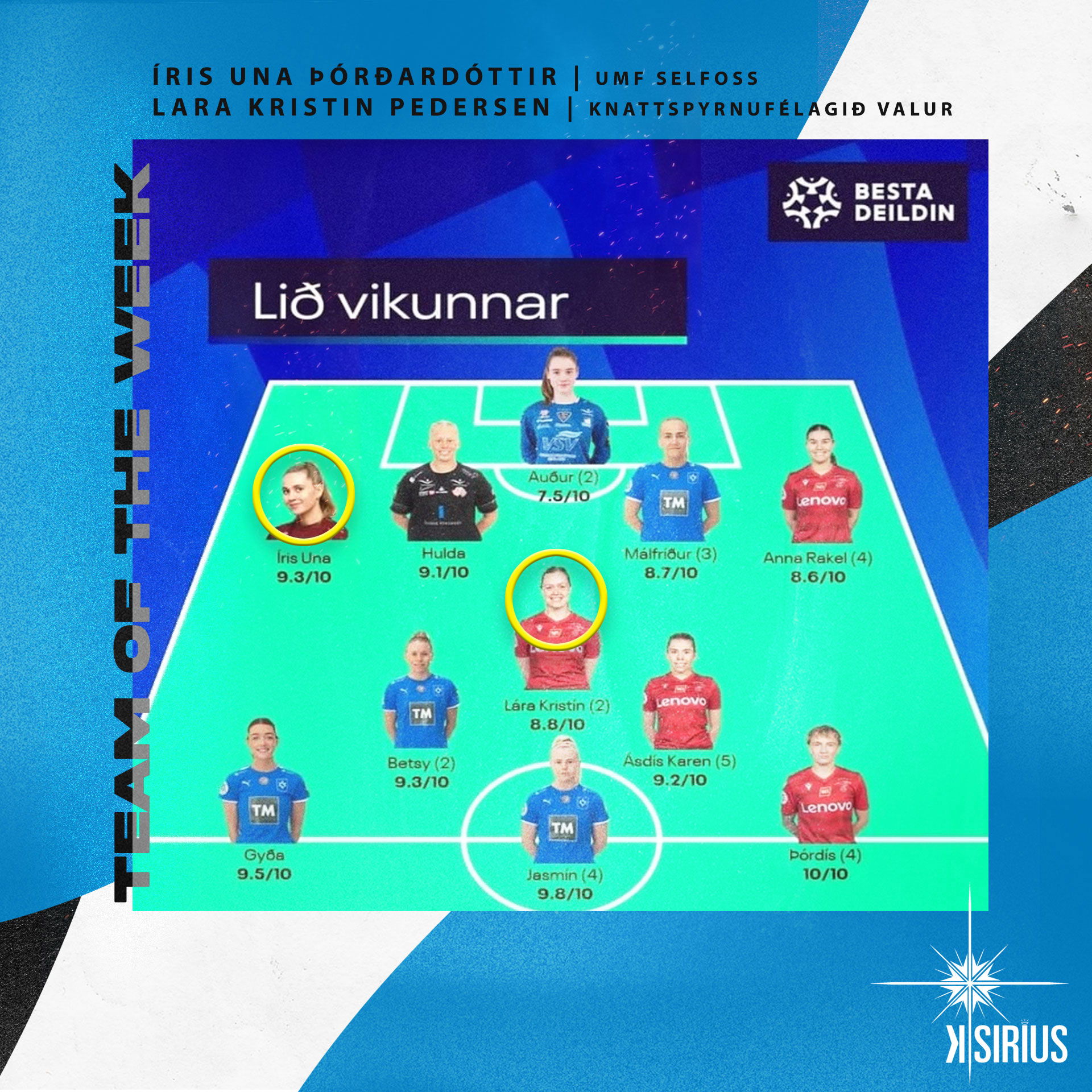 Team of the Week: Íris Una Þórðardóttir (UMF Selfoss) e Lara Kristin Pedersen (Knattspyrnufélagið Valur)