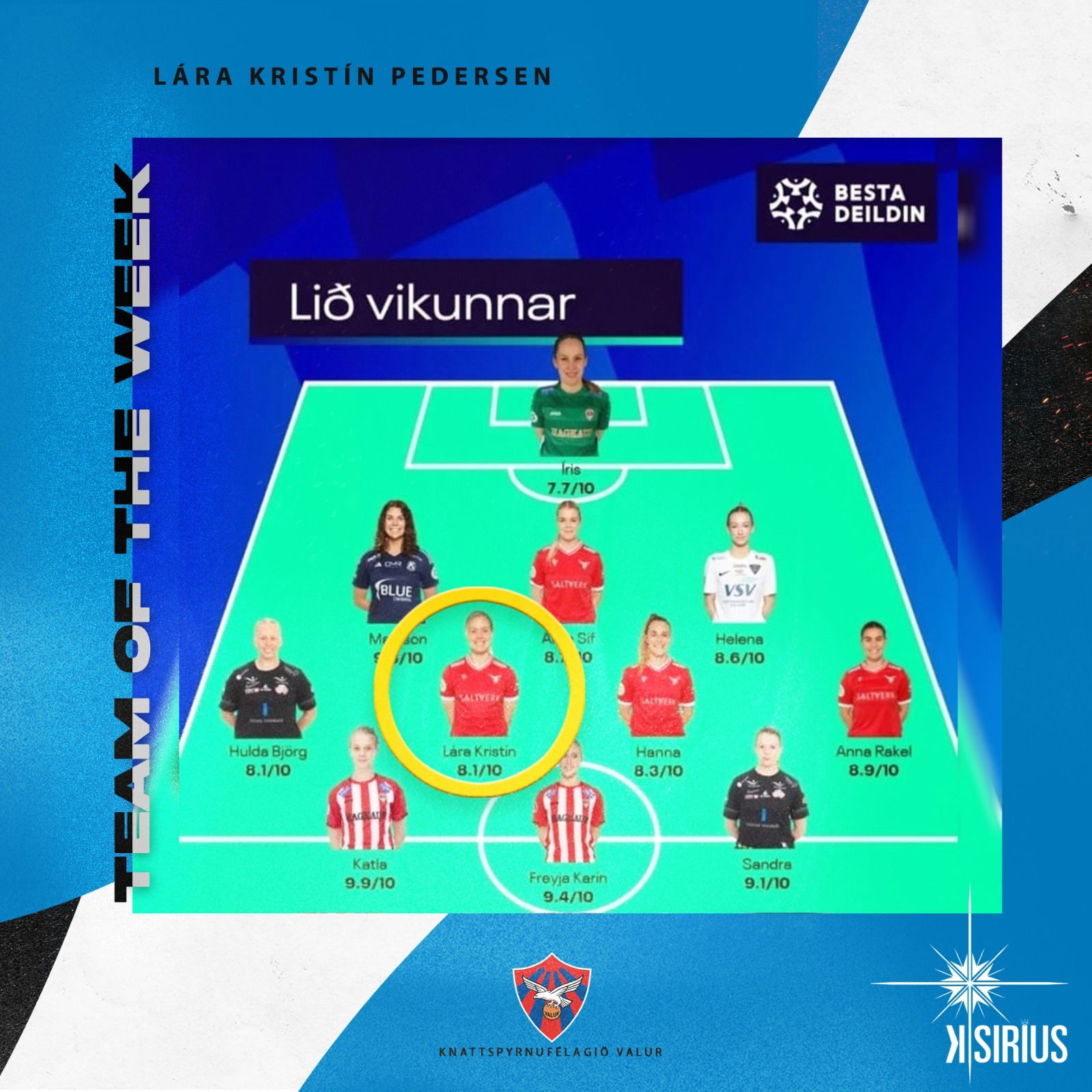 Team of the Week: Lára Kristín Pedersen (Knattspyrnufélagið Valur)