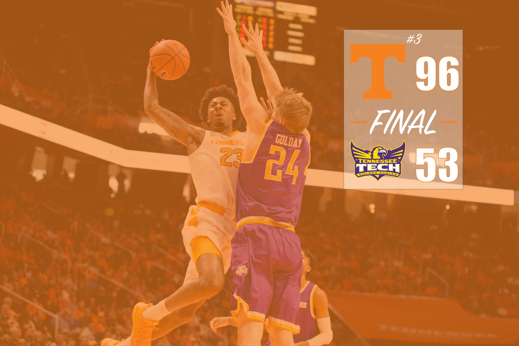 3 Takeaways: No. 3 Tennessee 96, Tennessee Tech 53