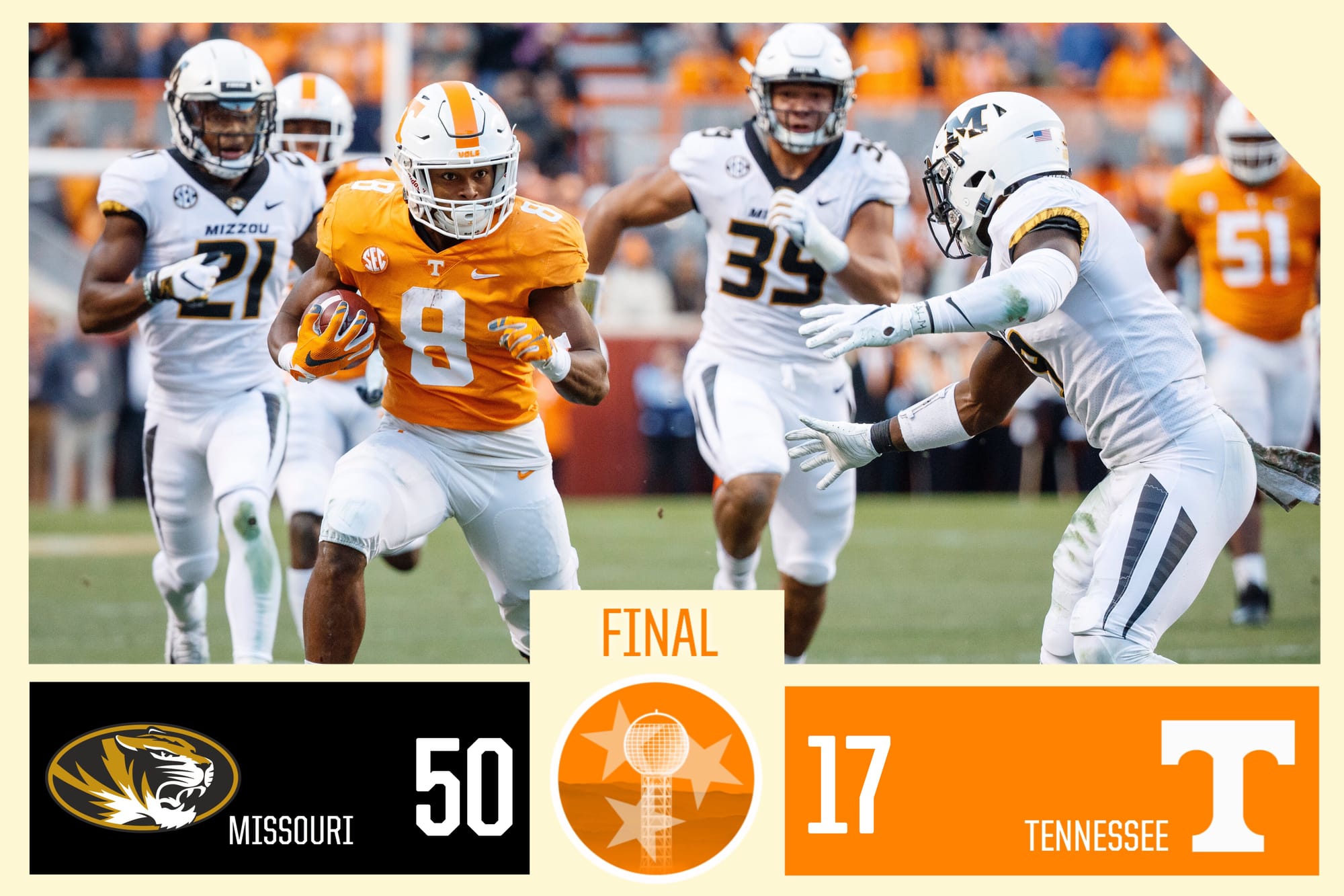 Missouri 50  Tennessee 17