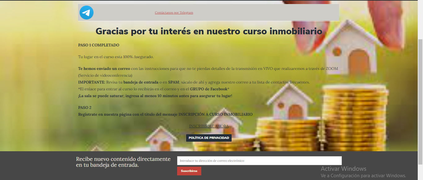 Landing Page Ejemplo de Inscripción a Curso