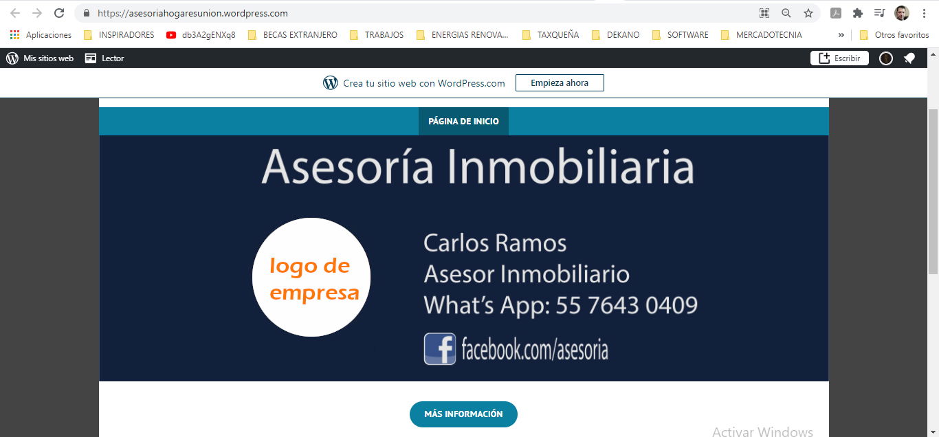 Landing Page ejemplo de contacto