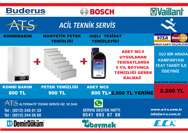 ATS ÜÇ BİR ARADA KOMBİ BAKIM ADEY MC 5 PETEK VE TESİSAT TEMİZLEYİCİSİ UYGULAMASI