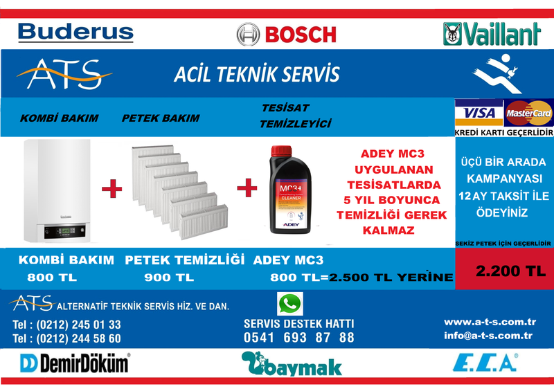 ATS ÜÇ BİR ARADA KOMBİ BAKIM ADEY MC 3 PETEK TESİSAT TEMİZLEYİCİSİ BAKIM UYGULAMASI