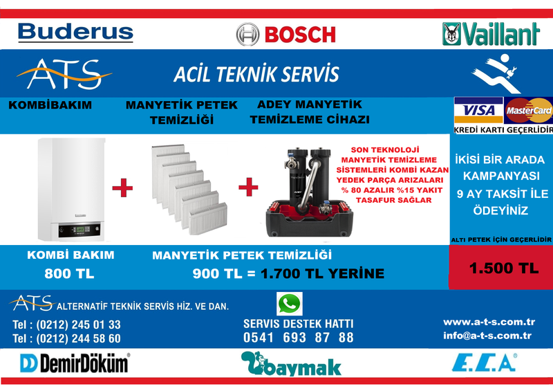 ATS İKİSİ BİR ARADA KOMBİ  BAKIM MANYETİK PETEK VE TESİSAT TEMİZLİĞİ UYGULAMASI
