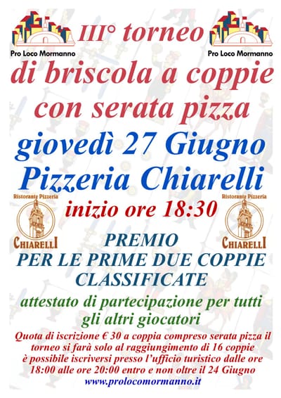III° TORNEO DI BRISCOLA A COPPIE