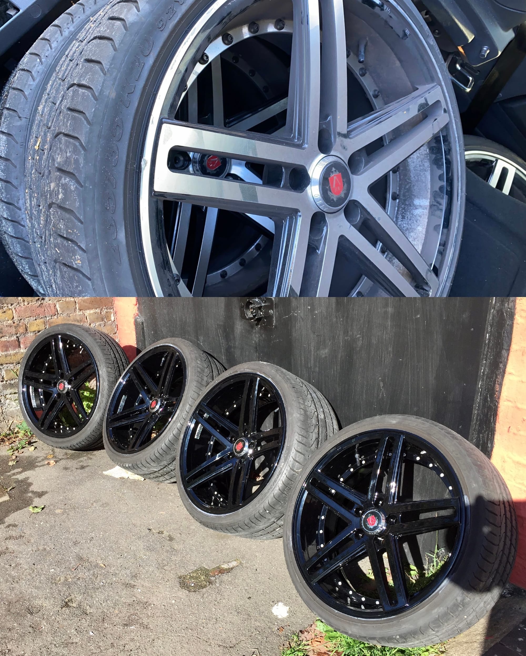 Diamond Cut to Gloss Black Power Coat / Split Rims x 4 | Alloywheelwelding.co.uk