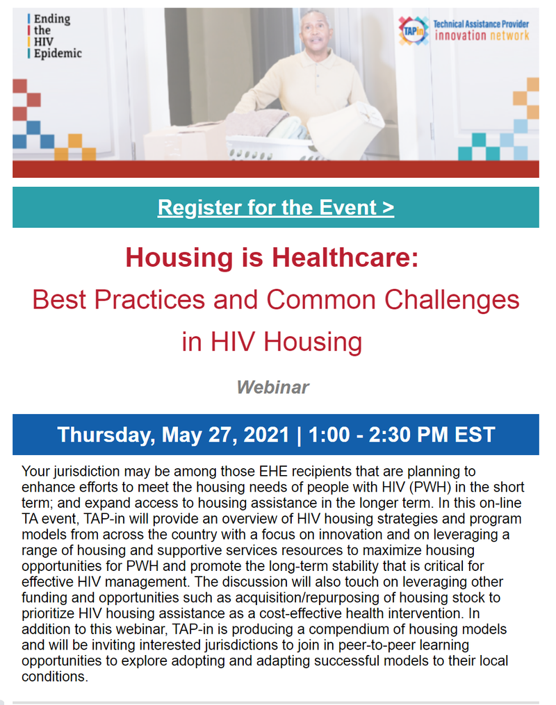 Housing is Healthcare: Best Practices and Common Challenges in HIV Housing Webinar
