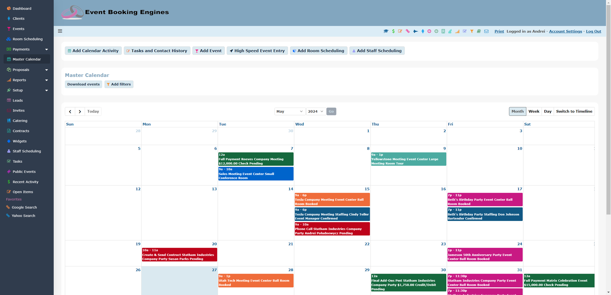 Master Calendar Grid View