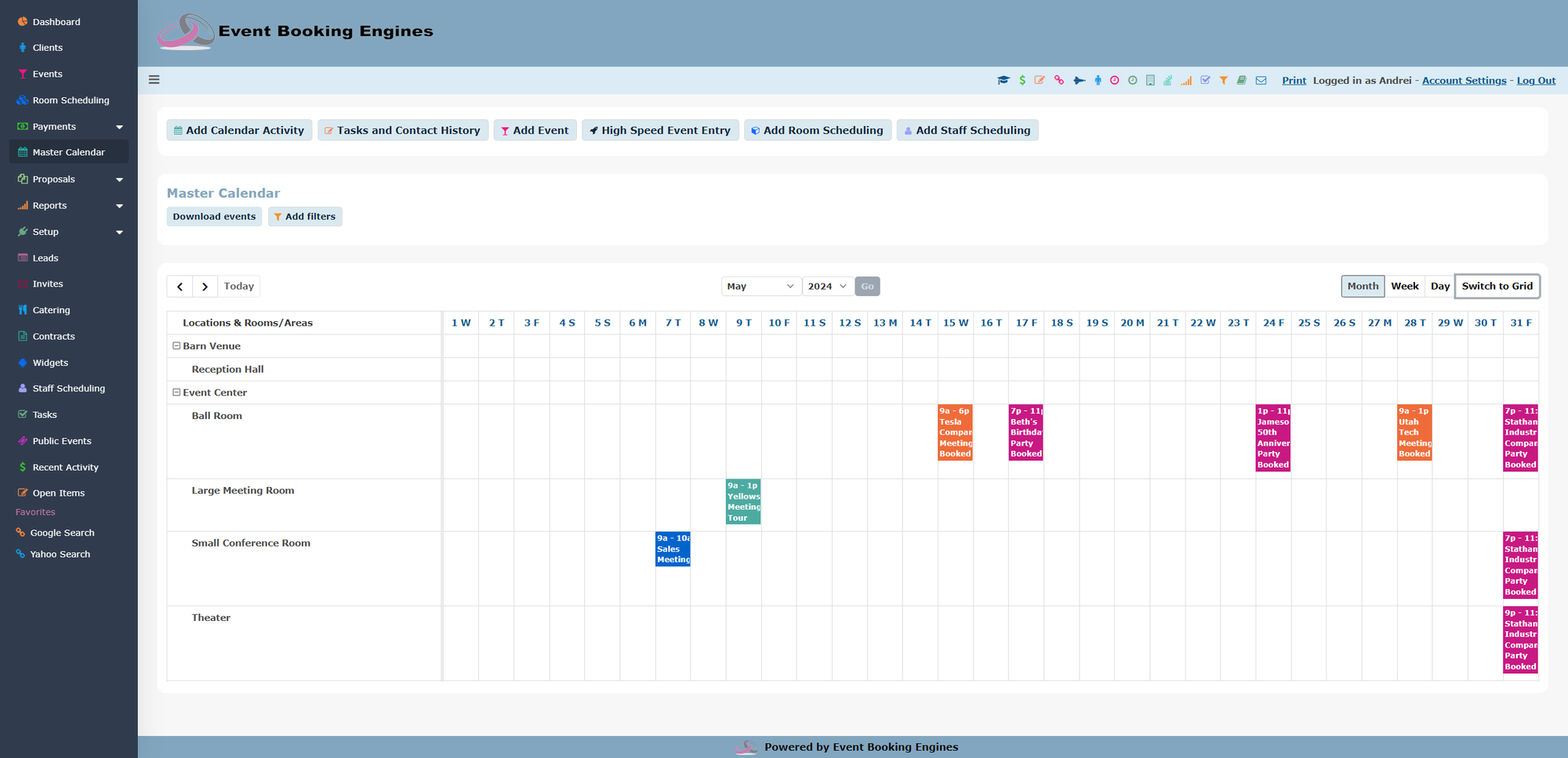 Master Calendar Timeline View