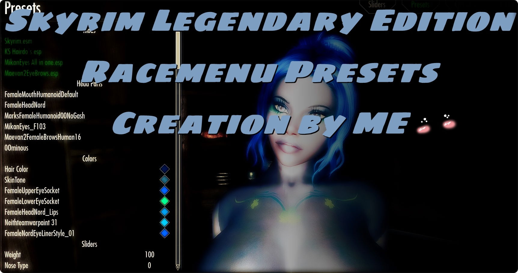 Racemenu Presets for Skyrim LE