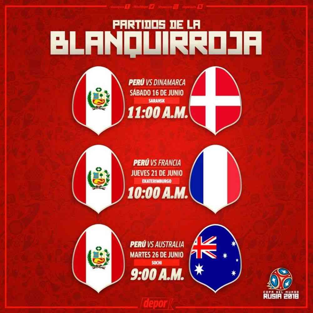 FIXTURE COMPLETO DE LOS PARTIDOS DE LA FASE DE GRUPOS DEL MUNDIAL RUSIA 2018