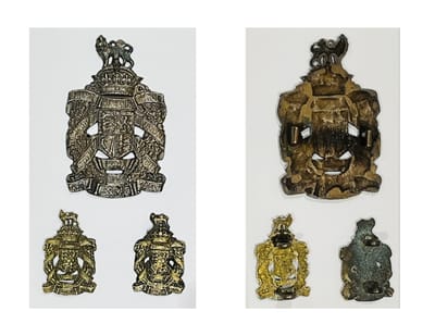 KEH First Pattern Officer's Service Dress Headdress Badge &amp; Voided Collar Badges image