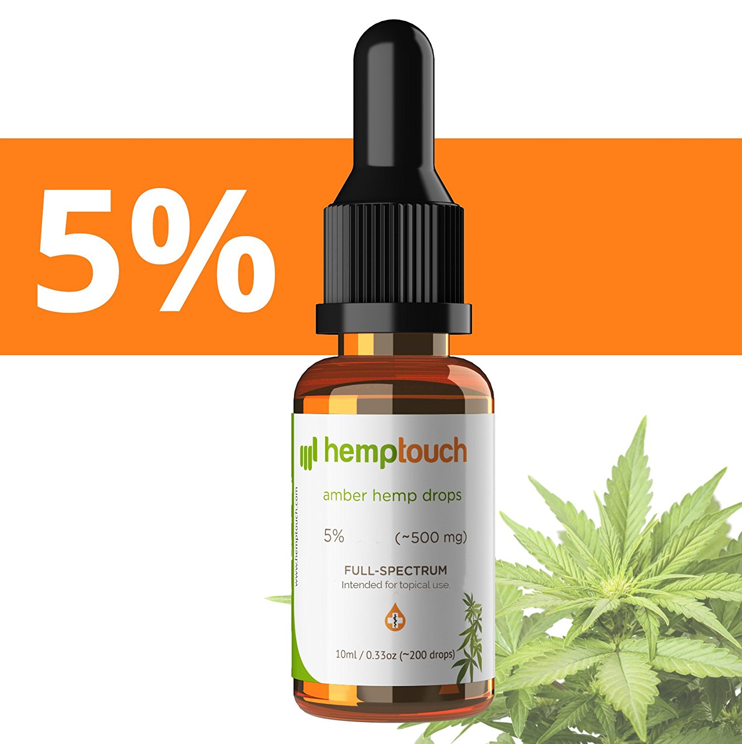 Hemp Oil Drops 5% - 500mg, 10ml Amber Hemp Drops Full Spectrum £32.90
