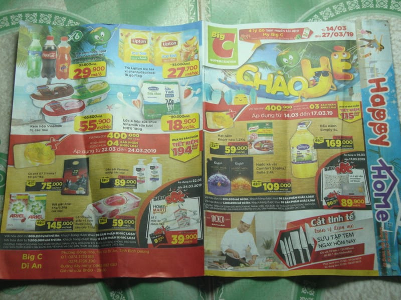 gía bán hàng siêu thị pv big c đông hòa quốc lộ 1 k dĩ an bình duơng ngày 16-3-2019