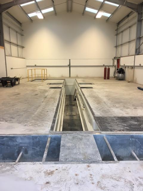 Inspection Pit, roller brake tester pit, wheelplay detector pits all installed.