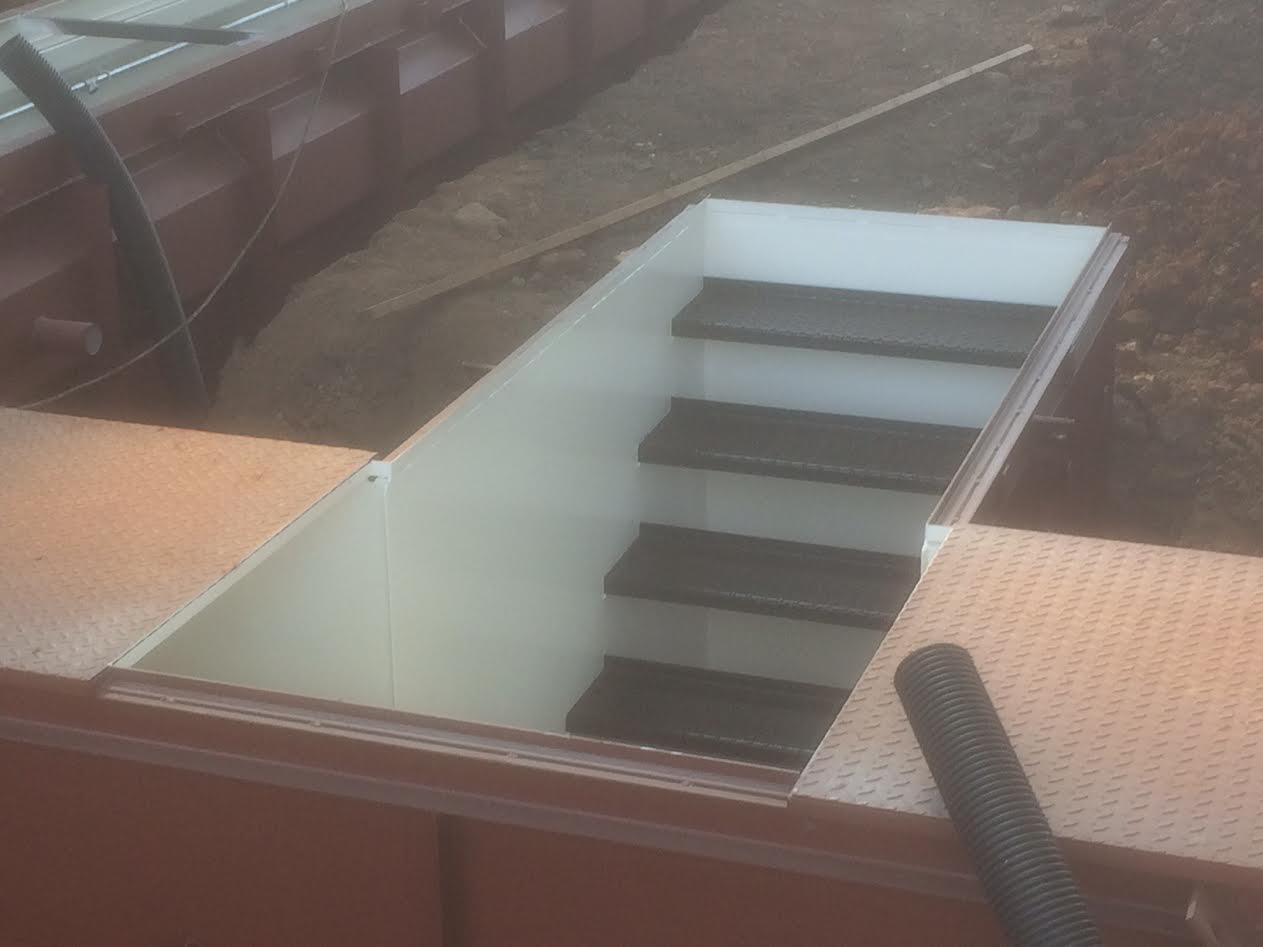 Access steps, check for level and postioning.