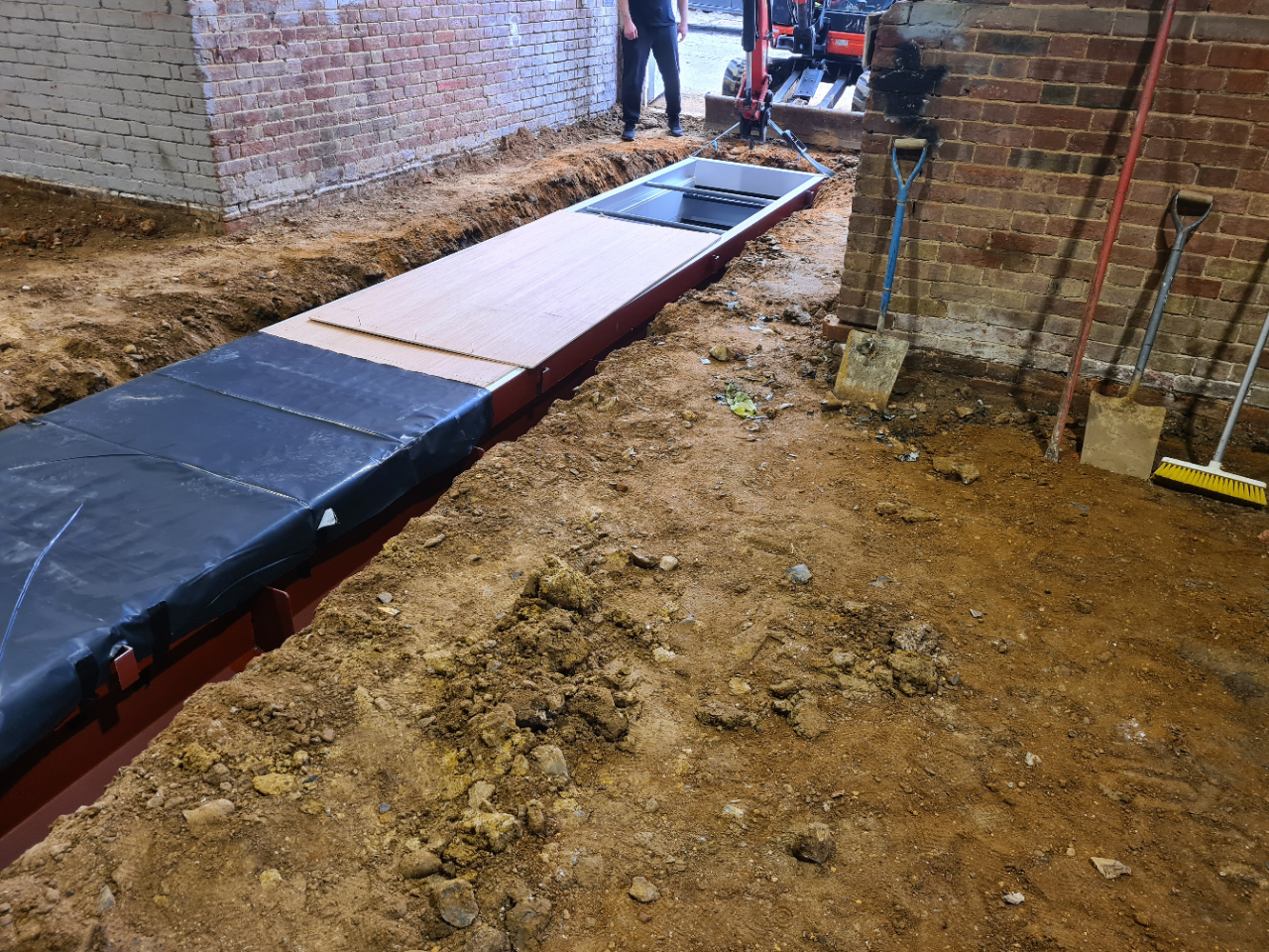 The pit was positioned.