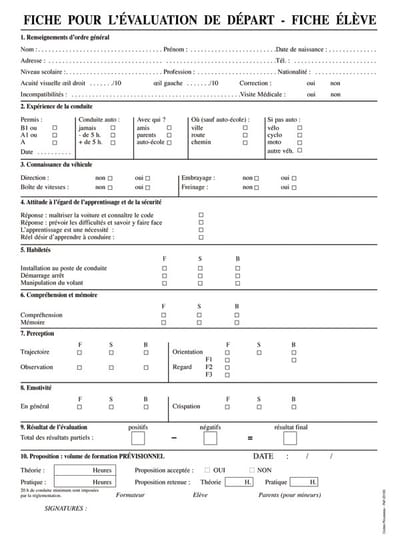 L'évaluation de départ image