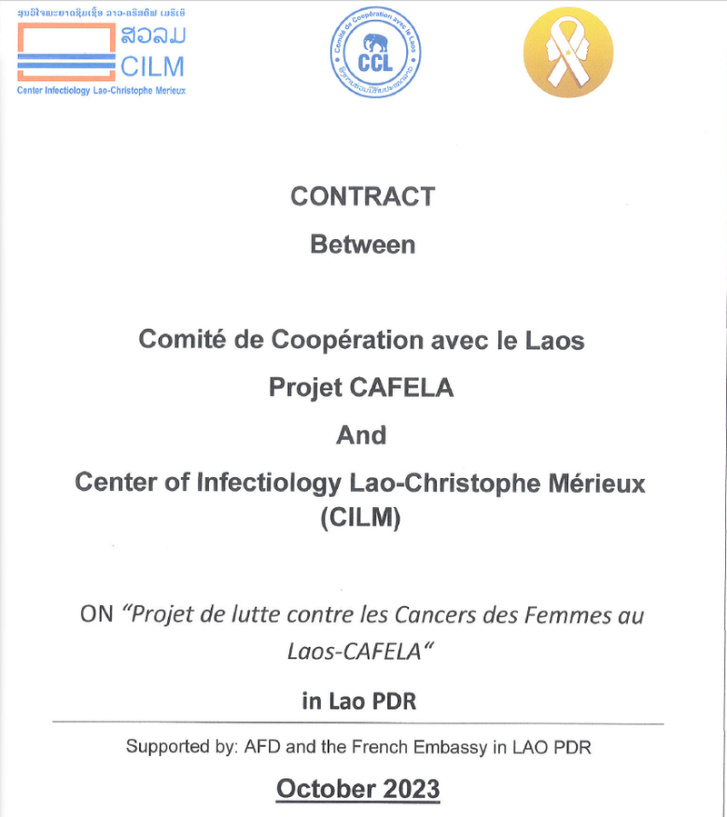 Fin Octobre 2023 Préselection par Dépistage HPV Signature d'un contrat avec la CILM,