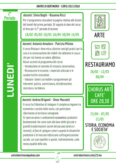 I Lunedì di Unitre (II Periodo)