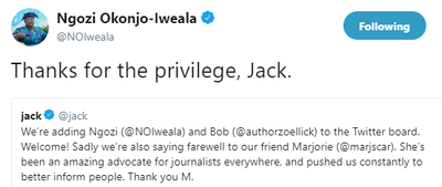 Ngozi Okonjo-Iweala appointed into board of Twitter