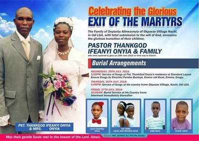 Photos: Redeemed Church pastor, his wife and five children killed in fatal accident, laid to rest amidst tears