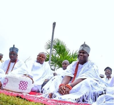 Photos: Ooni Of Ife joins Muslim faithfuls to pray at Eid ground in Ile-Ife