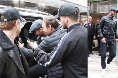 David Beckham mobbed by fans after enjoying a lengthy lunch in Manchester