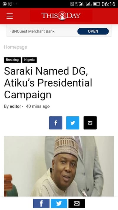 Saraki Named DG, Atiku’s Presidential Campaign
