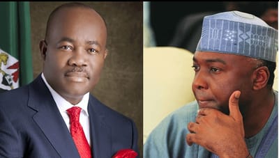 'You Must Resign' - Akpabio Tells Saraki After Senate Clash