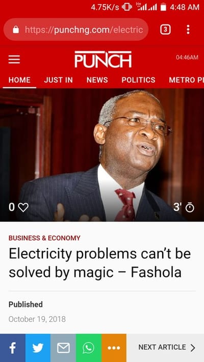 Electricity Problems Can’t Be Solved By Magic – Fashola