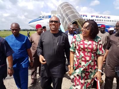 Peter Obi Arrives Enugu, On A Visit To Ugwuanyi (Photos)