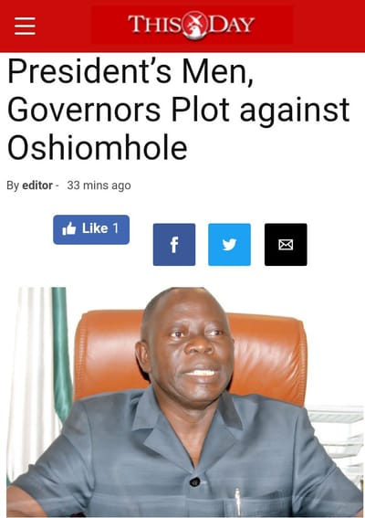 "President's Men, Governors Plot Against Oshiomhole"