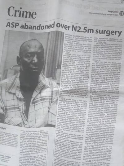 Asp John Joshua Abandoned over N2.5M Surgery since 2017