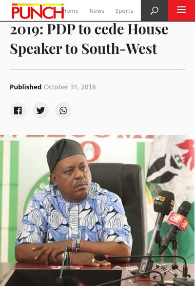2019: PDP To Cede House Speaker To South-west