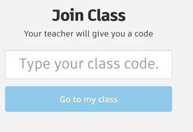 Put in your Class Code, which your teacher will provide