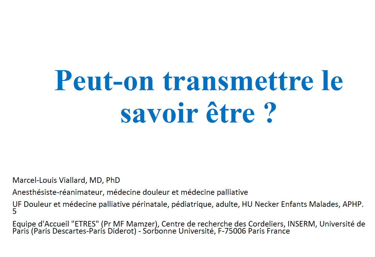 Peut-on transmettre le savoir être - Marcel Louis Viallard 2019