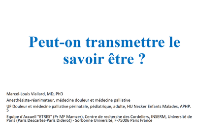 Peut-on transmettre le savoir être - Marcel Louis Viallard 2019