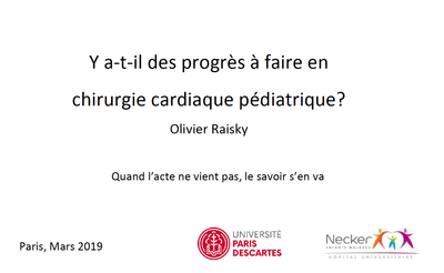 Y a t il des progrès à faire en chirurgie cardiaque - Olivier Raisky 2019