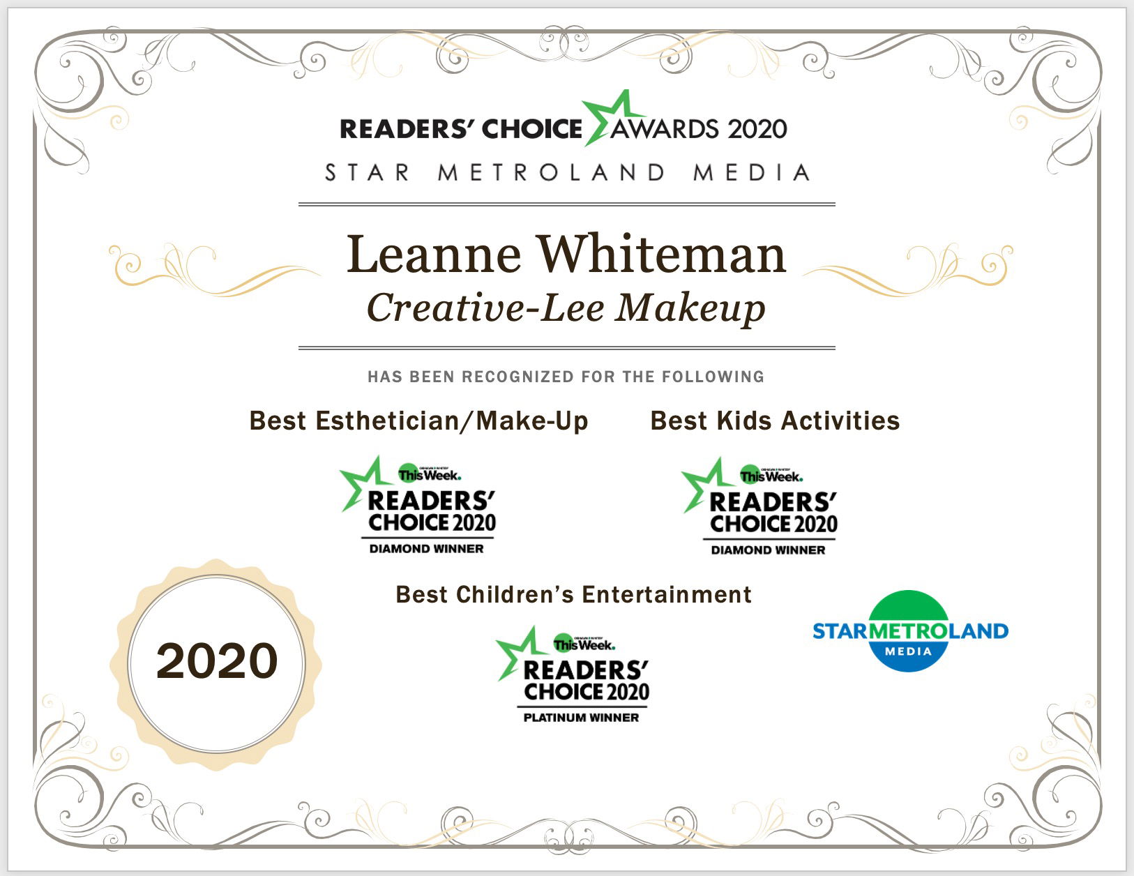 READER'S CHOICE DIAMOND & PLATINUM AWARD WINNER 2020