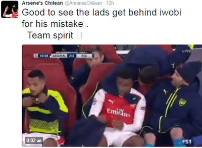 Arsenal players rally around disappointed Alex Iwobi after his own goal last night (video)