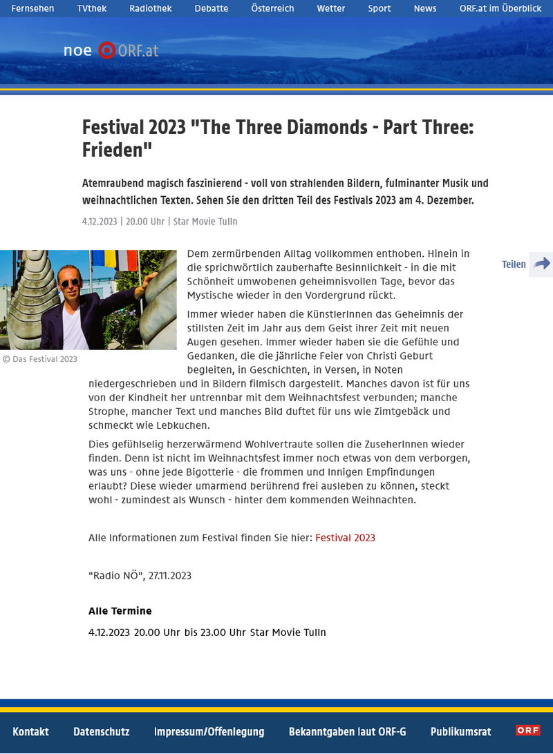 ORF NOE / Das Festival 2023 "The Three Diamonds - Part Three: Frieden"