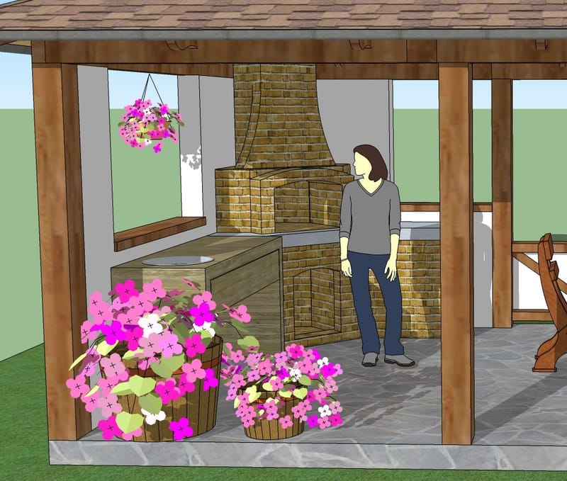 Беседка, печь, мангал ...