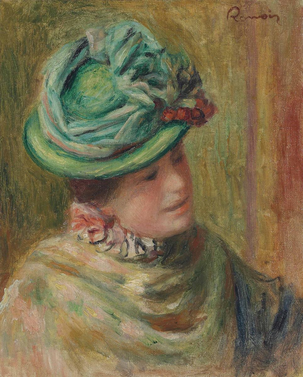 Etude, Jeanne Baudot en chapeau vert